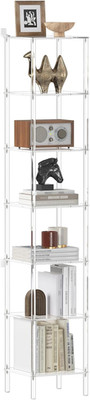 Modern 7-Tier Acrylic Bookshelf for Small Spaces, 11.6''W x 63.7''H