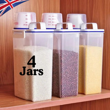4X Airtight Food Storage Container Set Kitchen Grain Storage Box Dispenser