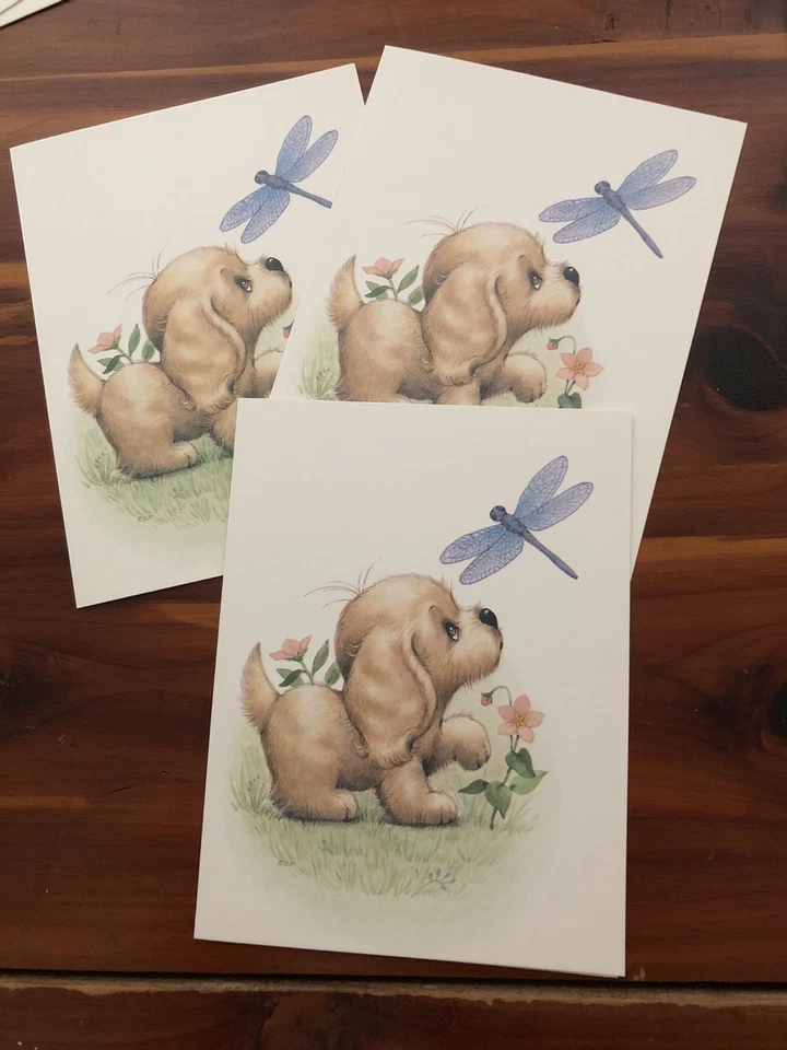 Bill Morehead Puppy Dogs Firefly Mushroom Blank Note Cards Set Of 10 Vtg 1980s - Image 2 of 4