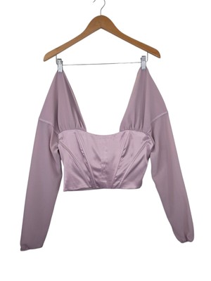 NWT Windsor Crop Corset Sheer Long Sleeves Satin Color Mauve Size M Rn 158546