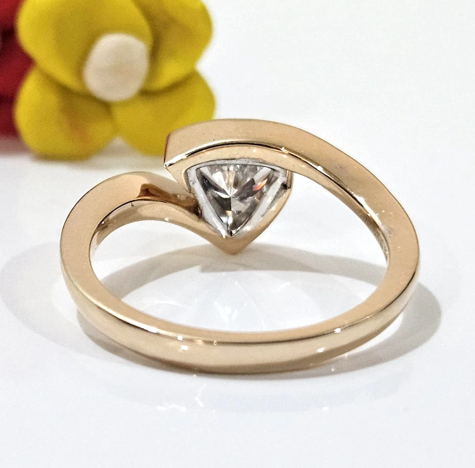 Lab Grown Diamond Engagement Ring Trillion Cut 10K Gold Ring Gifts For Her - Image 2 of 4