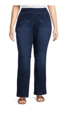 Pioneer Woman Womens Pull On Embroidered Bootcut Jeans Dark Wash Size L(12-14)