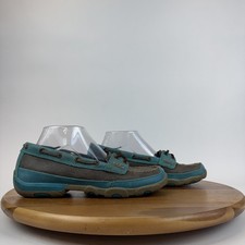 Womens Twisted X Brown Turquoise Leather Casual Driving Moccasins Size 8.5 M GUC
