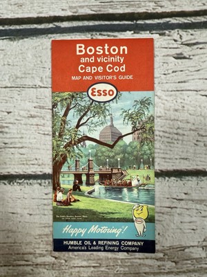 VTG Esso Boston And Vicinity Cape Cod Guide 1962 Advertising Oil Gas Station Map