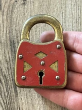 Vintage Old G&J Six Lever Padlock Lock No Key ￼