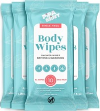 Body Wipes XL Shower Wipe for 12x8 Inch, Aloe 5 Pack 50 ct 