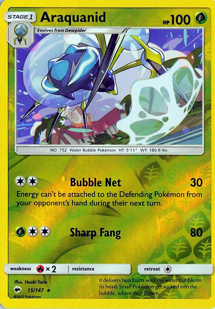 Araquanid 15/147 Rare Burning Shadows Pokemon Reverse Holo Near Mint