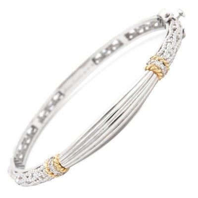 Andrea Candela 18k Gold & Sterling Pave Diamond Vintage Cable Bracelet ACB358/09