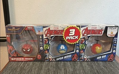 Marvel Avengers Flying UFO Ball 3 Pack Spider-Man Captain America Iron. 