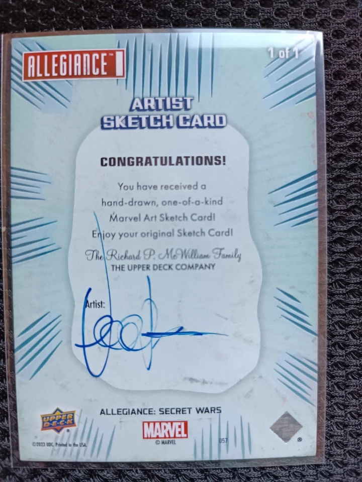 2023 UD Allegiance: Marvel Secret Wars - Artist Sketch - Hawkeye - Image 2 of 2