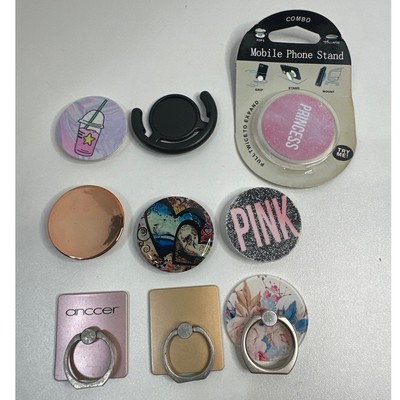 9 Mobile phone stands & buttons new sticky on the backs Found in storage auction