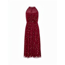 Monsoon Chiara Red Tulle Midi Dress 14 Halter Sequin Occasion Wedding Party New