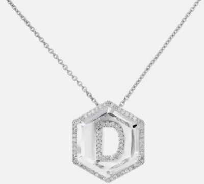Colleen Lopez Diamond Initial ''D'' and Quartz Pendant 18'' Necklace