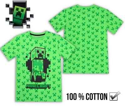 MINECRAFT Maglietta Bambino In Cotone A Maniche Lunghe 3-14 Anni, Idee