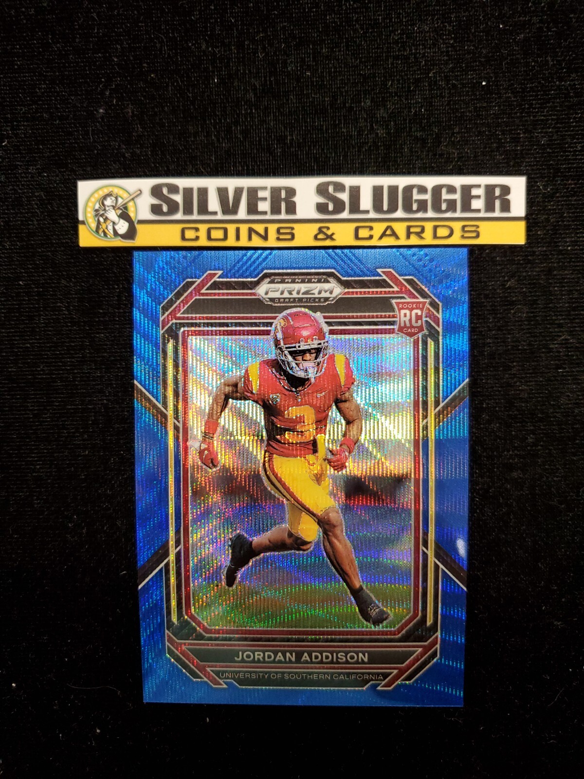 2023 Jordan Addison Panini Prizm Draft Picks Blue Wave /249 #136 RC USC Trojans