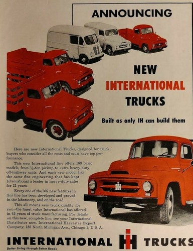 International Harvester New International Trucks Vintage Print Ad 1953