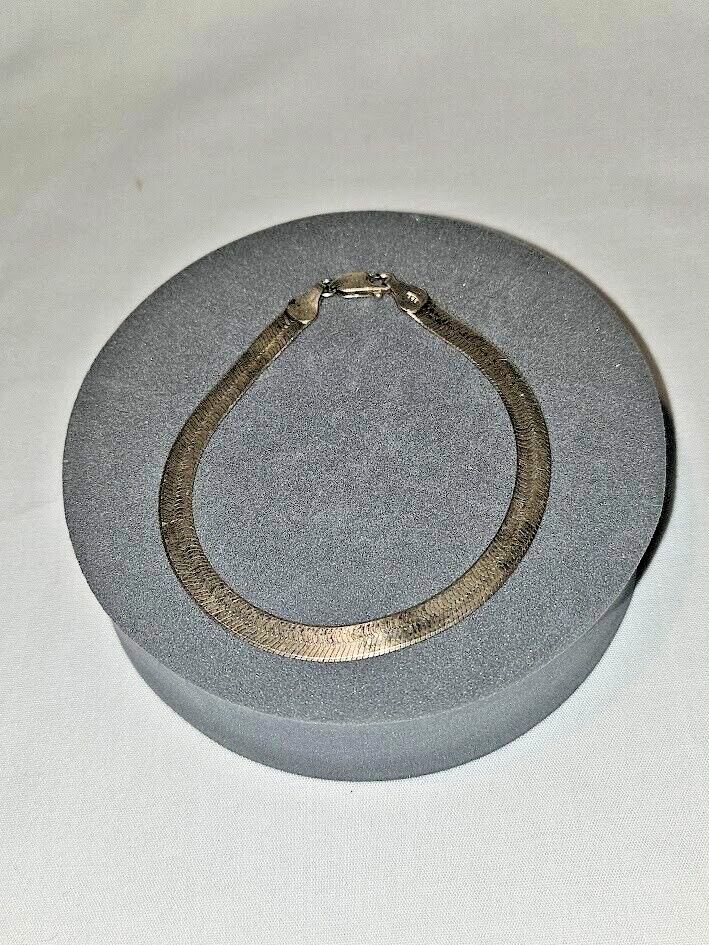 Sterling Silver Herringbone Pattern,  7" Bracelet… - image 1