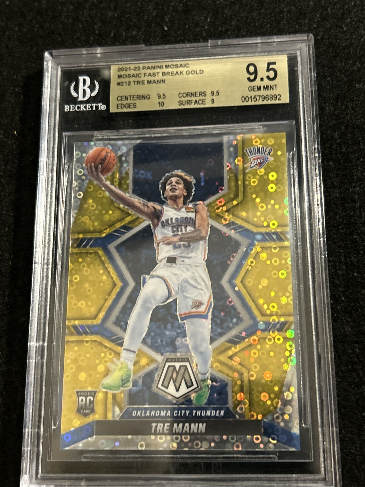 2021 Panini Mosaic #212 Tre Mann Rookie FAST BREAK GOLD MOSAIC #ed 10/10