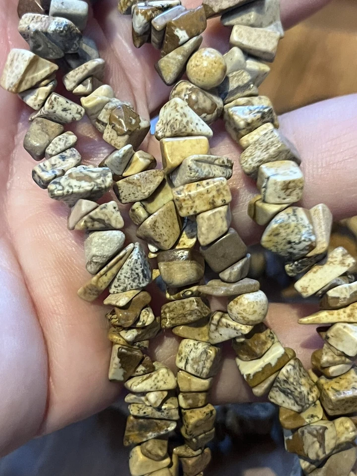 5-8mm Natural Landscape Jasper Chip Freeform Gemstone Loose Beads 24in Strand - Image 2 of 4