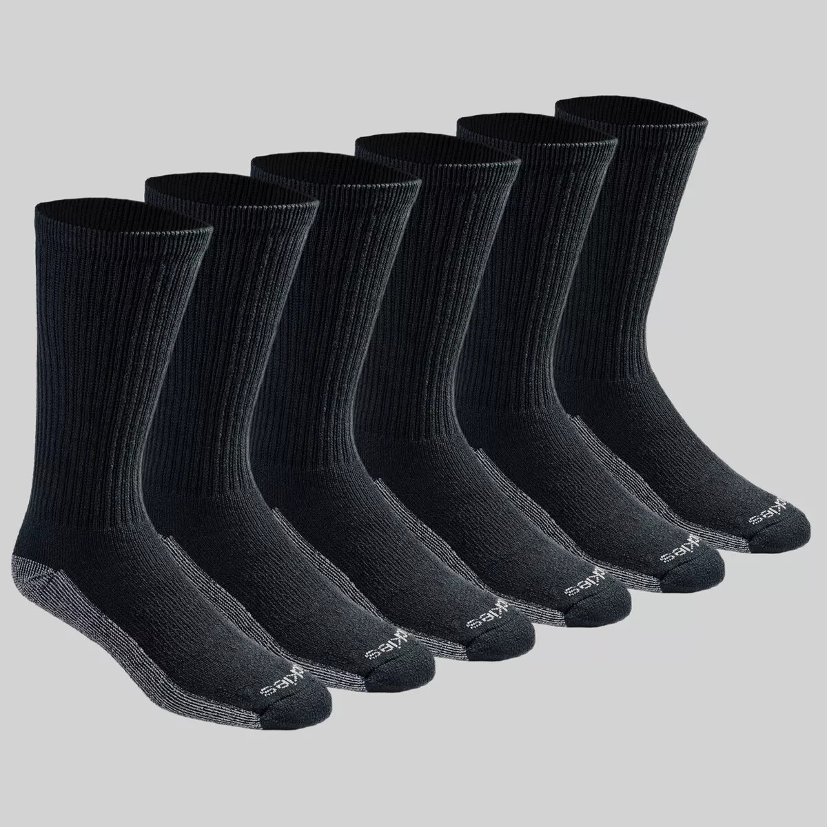 Dickies Men's Dri-Tech Crew Socks - Black,  Size 6-12, 5 Pair