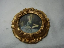 Round Picture Photo Frame Gilt Resin Rococo Style Vintage Italy #W/U1