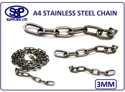 3 mm - 3 MM A4 GR316 MARINE GRADE EDELSTAHL KETTE, KORROSIONSSCHUTZ ST/STAHL
