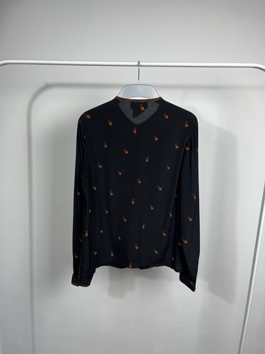 Camicetta nera vintage Franck Olivier made in France con motivo floreale rosso - Foto 8 di 10