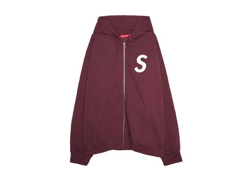 Sweat à capuche zippé logo Supreme S marron