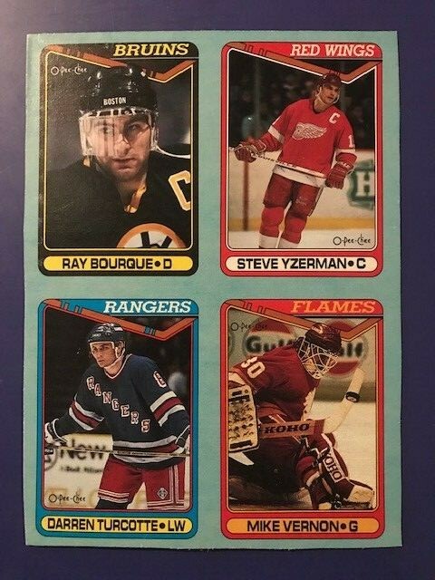 1990-91 O-Pee-Chee Hockey Wax Box Bottom Panel w/ Steve Yzerman, Bourque