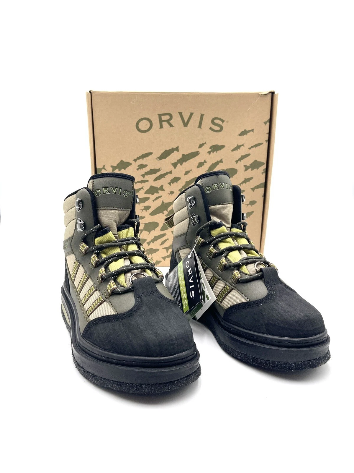 ORVIS Wading Boots Lightweight Fly Fishing Felt Sole Boots Mens Size 8 Tan Olive