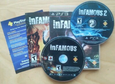 Lot Of 2 InFAMOUS Games For PlayStation 3 PS3: 1 (Disc Only) & 2 (CIB)
