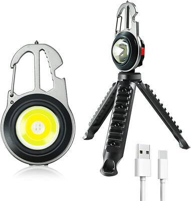 COB Keychain Flashlights Extra Bright Mini Flashlight with Stand 7 Light Modes