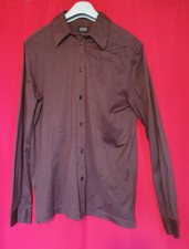 Vintage Włoska designerska miękka bawełniana koszula Giunco brązowa rozmiar L/XL 40" klatka piersiowa w bardzo dobrym stanie