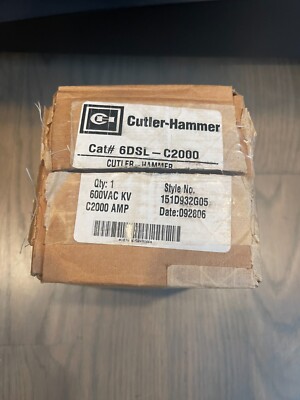 New Cutler Hammer Fuse 600VAC KV C2000 Cat # 6DSL-C2000 AMP Style No. 151D932G05