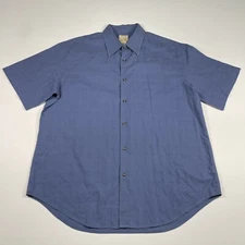 Jos. A. Bank Shirt Men’s Large Blue Short Sleeve Button Up Lyocell Blend