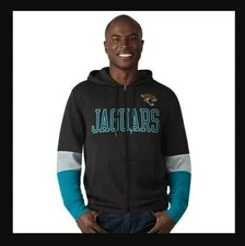 New Official NFL Jacksonville Jaguars G-III Mens Color Block Full Zip Hoodie