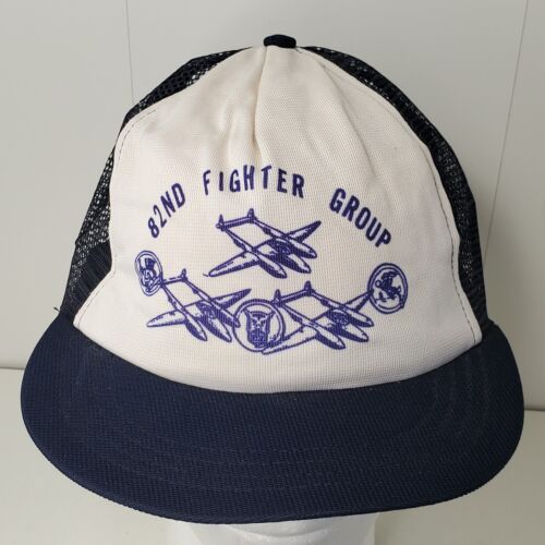 VTG 82nd Fighter Group Military Snapback Hat Trucker Cap Lockheed P38 Lightning - Picture 1 of 8