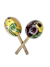 Vintage Mexican Maracas Hand Painted Gourd Shakers