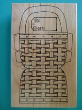 Woven Basket w/Gift Tag Template,Large LIMITED EDITION Rubber Stamp Ana's Basket