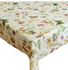 Tischdecke 130 x 225 cm Druckmotiv Schmetterling Blumen Pflanzen Landhaus