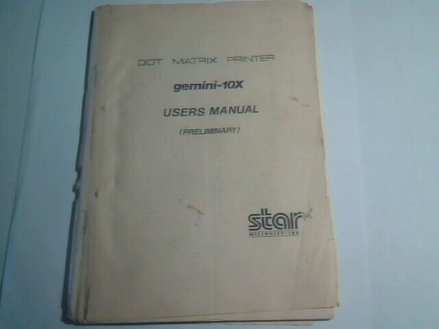 User's Manual Guide - Gemini-10X Star Dot Matrix Printer