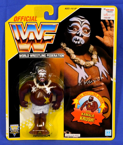 WWF HASBRO KAMALA UGANDAN GIANT YELLOW CARD MOC VI...