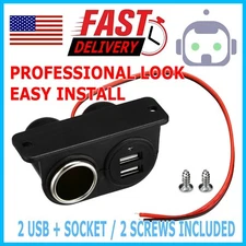 Dual USB 12V Car Cigarette Lighter Socket Splitter Charger Power Adapter Outlet