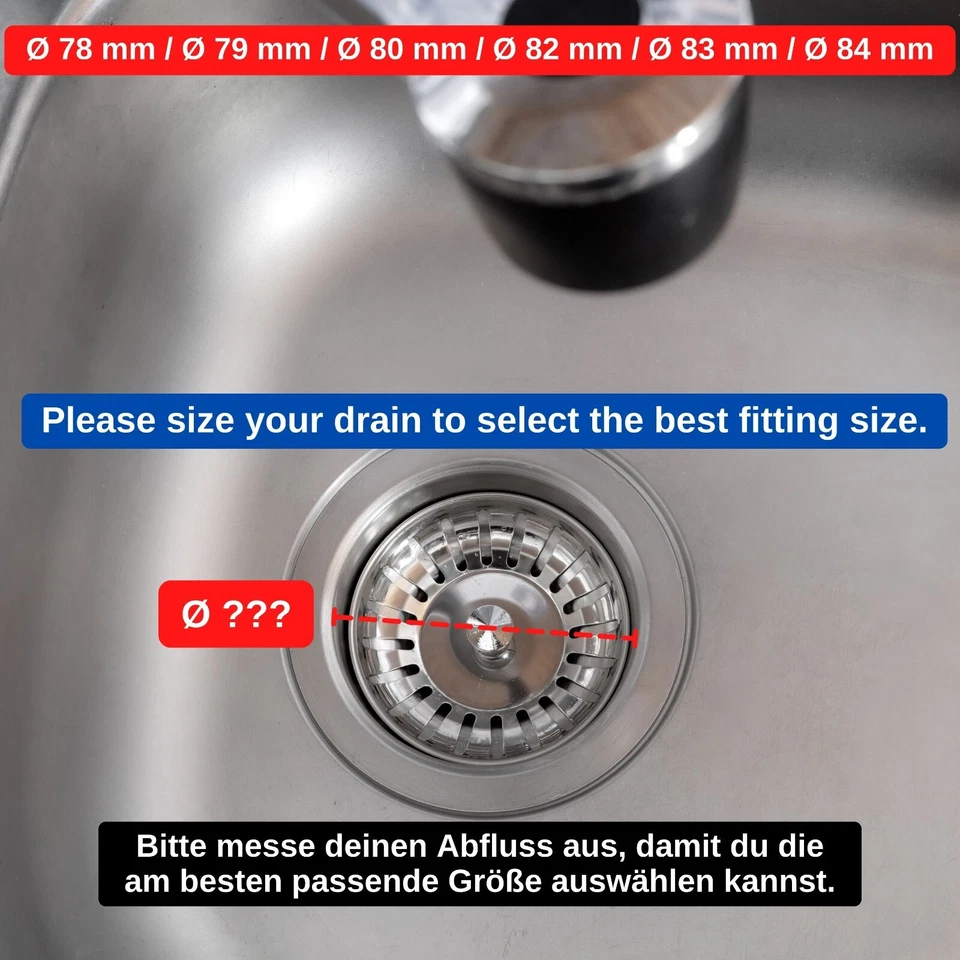 Siebkorb mit Zapfen Siebkörbchen Spülbecken Abflusssieb Spültisch Ablaufstopfen - Bild 2 von 4