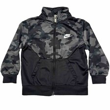Nike Jacket Black Camo Long Sleeve Pockets Zipper Logo Polyester Sz 18m