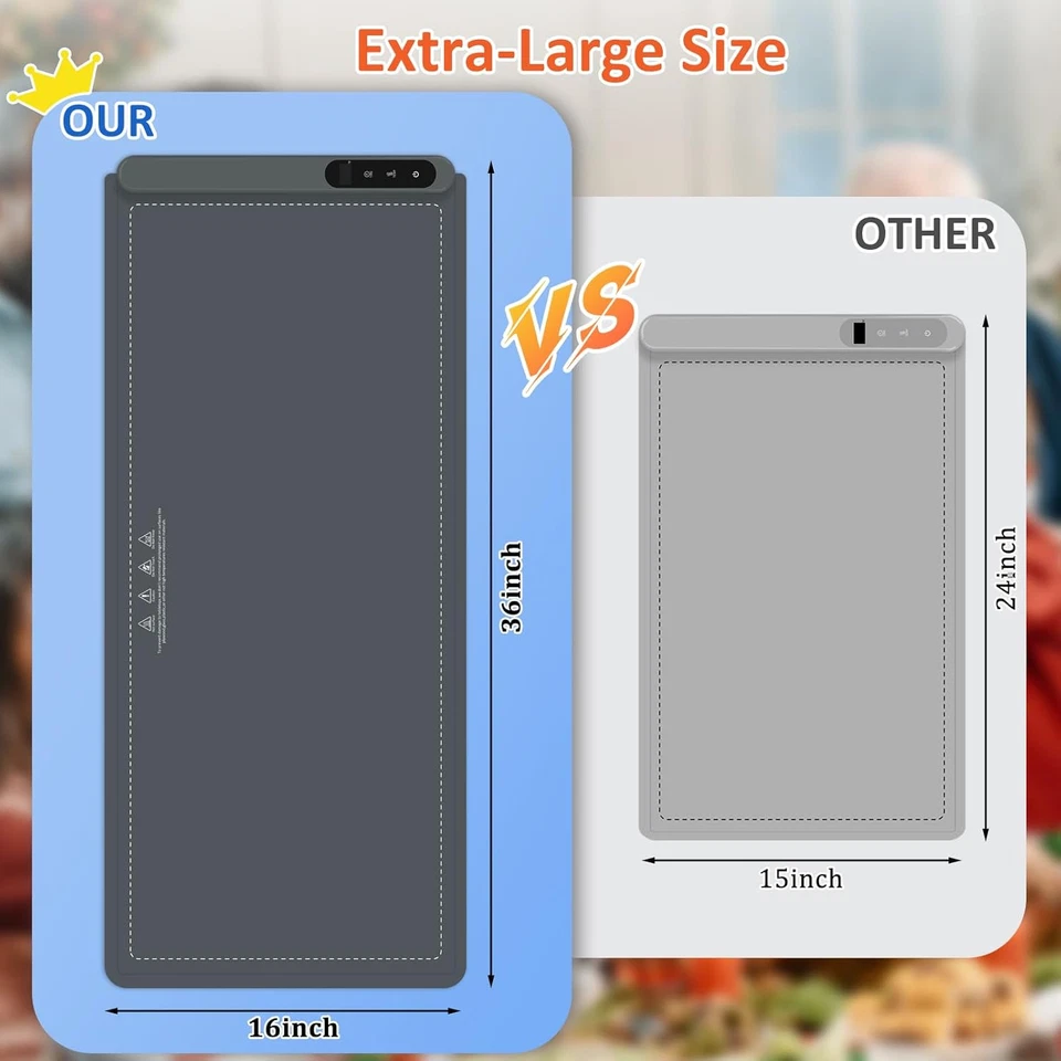 Warming Mat for Food Xxl 36X16 Electric Warming Tray Extra Large Food Warmer - Image 2 of 4