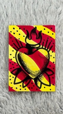 ACEO Original Tattoo Artwork. Tattoo Sacred Heart. Mixed media painting
