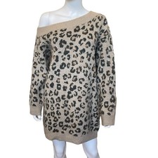 New ~ STEVE MADDEN ~ Animal Print Off-The-Shoulder Sweater Dress Medium