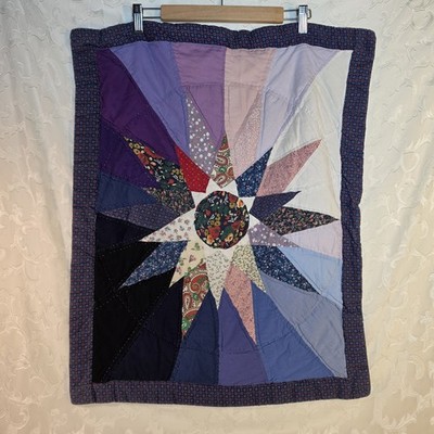 Vintage  Starburst Mariner s Compass Quilted Pillow Cover Large 23×28.25in
