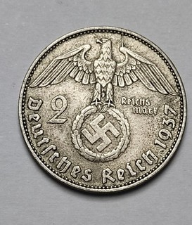 Allemagne 2 Reichsmark 1937D En Argent Paul Von Hindenburg